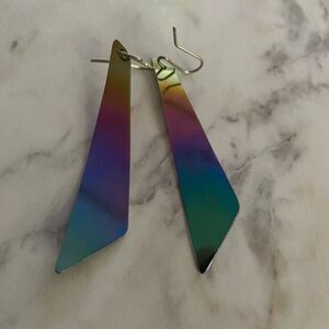 Stamped Titanium Iridescent Earrings